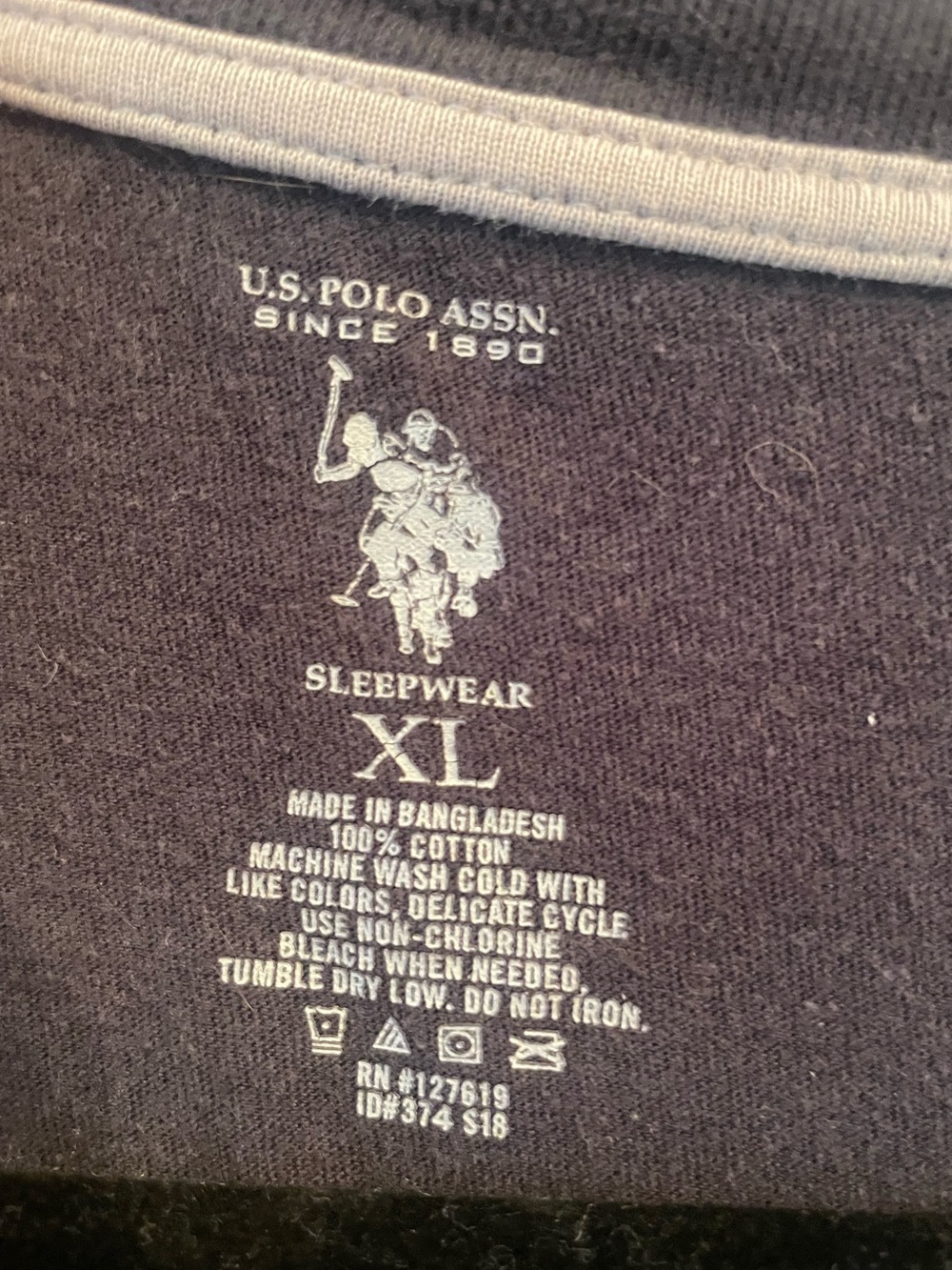 U.S. Polo Assn. Men’s Black 100% Cotton Sleepwear V-Neck Tee
